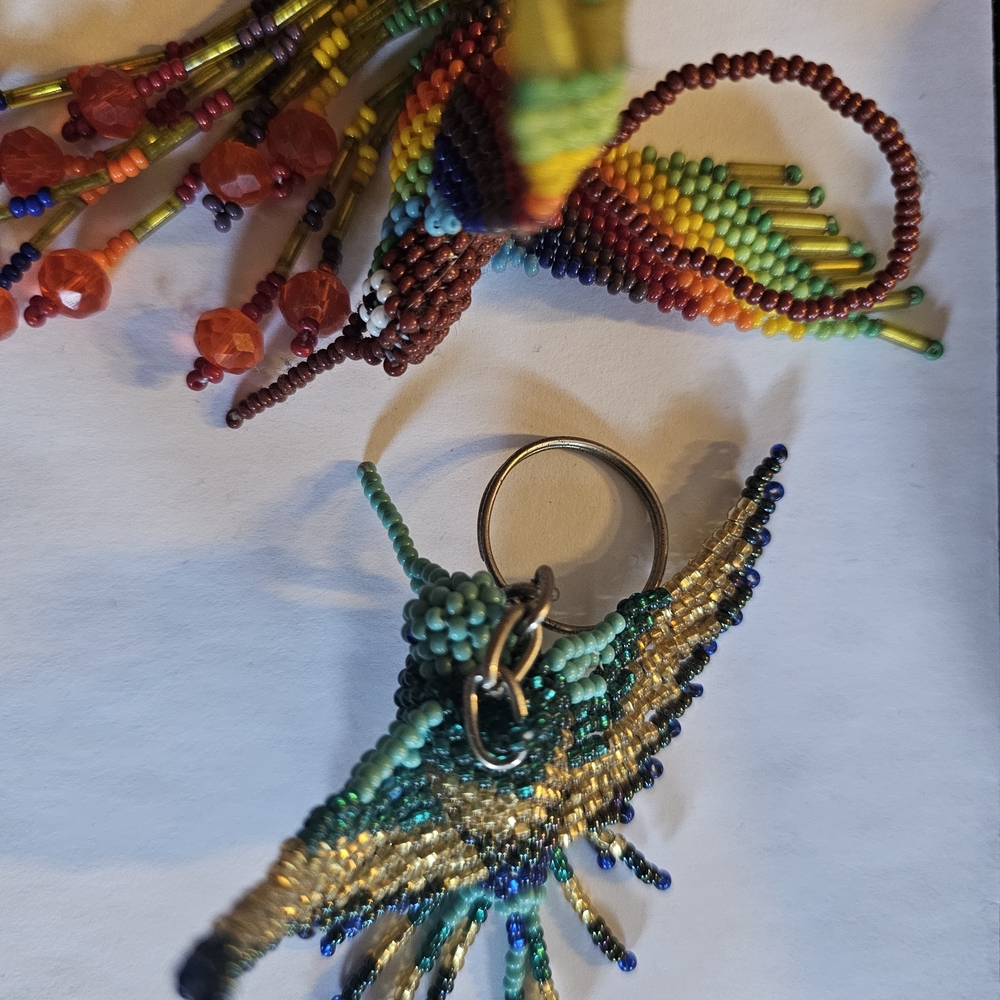 Colorful Beaded Bird Keychain - Picture 5 of 12